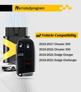 Self Programmable Car Key Fob Smart DIY Programming Remote and Keyless Entry Remote Replacement for Chrysler 200/300/ and for Dodge Charger/Challenger with FCC: M3N-40821302